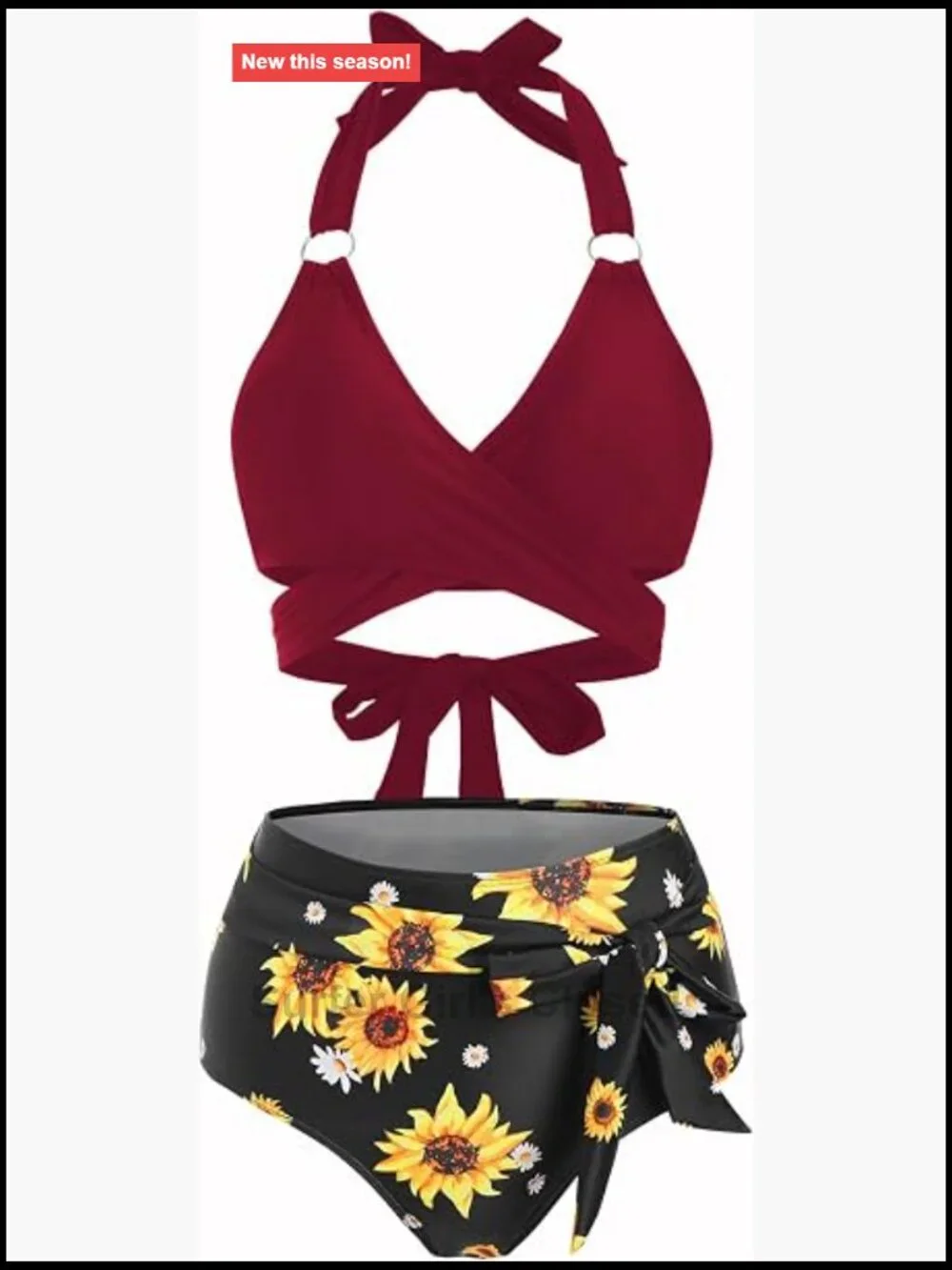 High Waisted Wrap Bikini Set - Halter Tie Tummy Control Swimwear